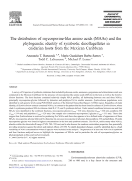 The Distribution of Mycosporine-Like Amino Acids (Maas) and the Phylogenetic Identity of Symbiotic Dinoflagellates in Cnidarian