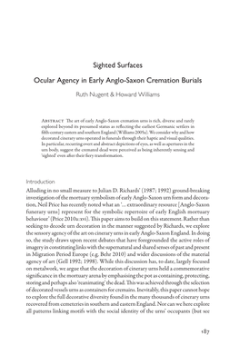 Sighted Surfaces Ocular Agency in Early Anglo-Saxon Cremation Burials