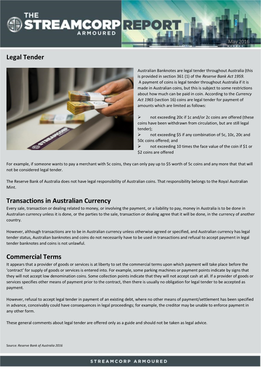 Legal Tender Transactions in Australian Currency