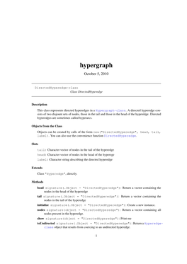 Hypergraph October 5, 2010