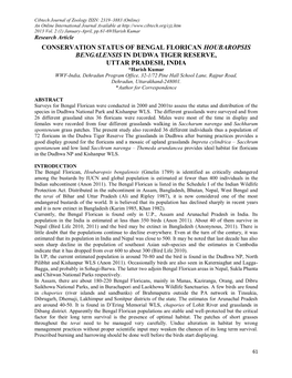 Conservation Status of Bengal Florican Houbaropsis Bengalensis