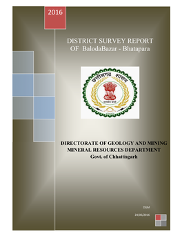 DISTRICT SURVEY REPORT of Balodabazar - Bhatapara