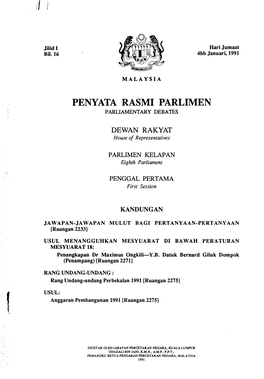 Penyata Rasmi Parlimen Parliamentary Debates