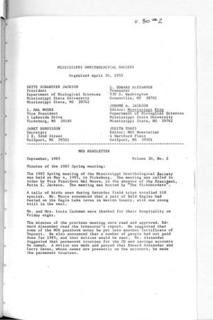 MOS Newsletter Vol 30 (2) September 1985