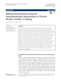 Intergenerational Relationships in Chinese-Western Families in Beijing