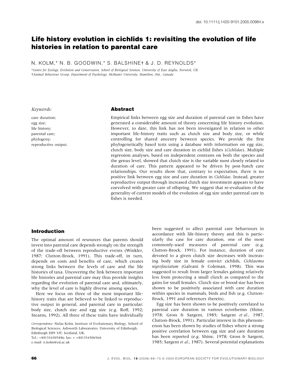 Revisiting the Evolution of Life Histories in Relation to Parental Care