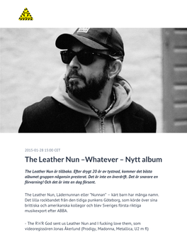 The Leather Nun –Whatever – Nytt Album