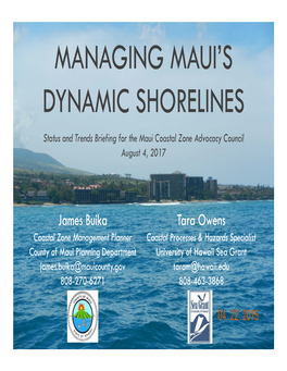 Managing Maui's Dynamic Shorelines