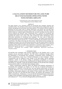 Calculation Method for Fin-And-Tube Heat Exchangers Operating with Nonuniform Airflow