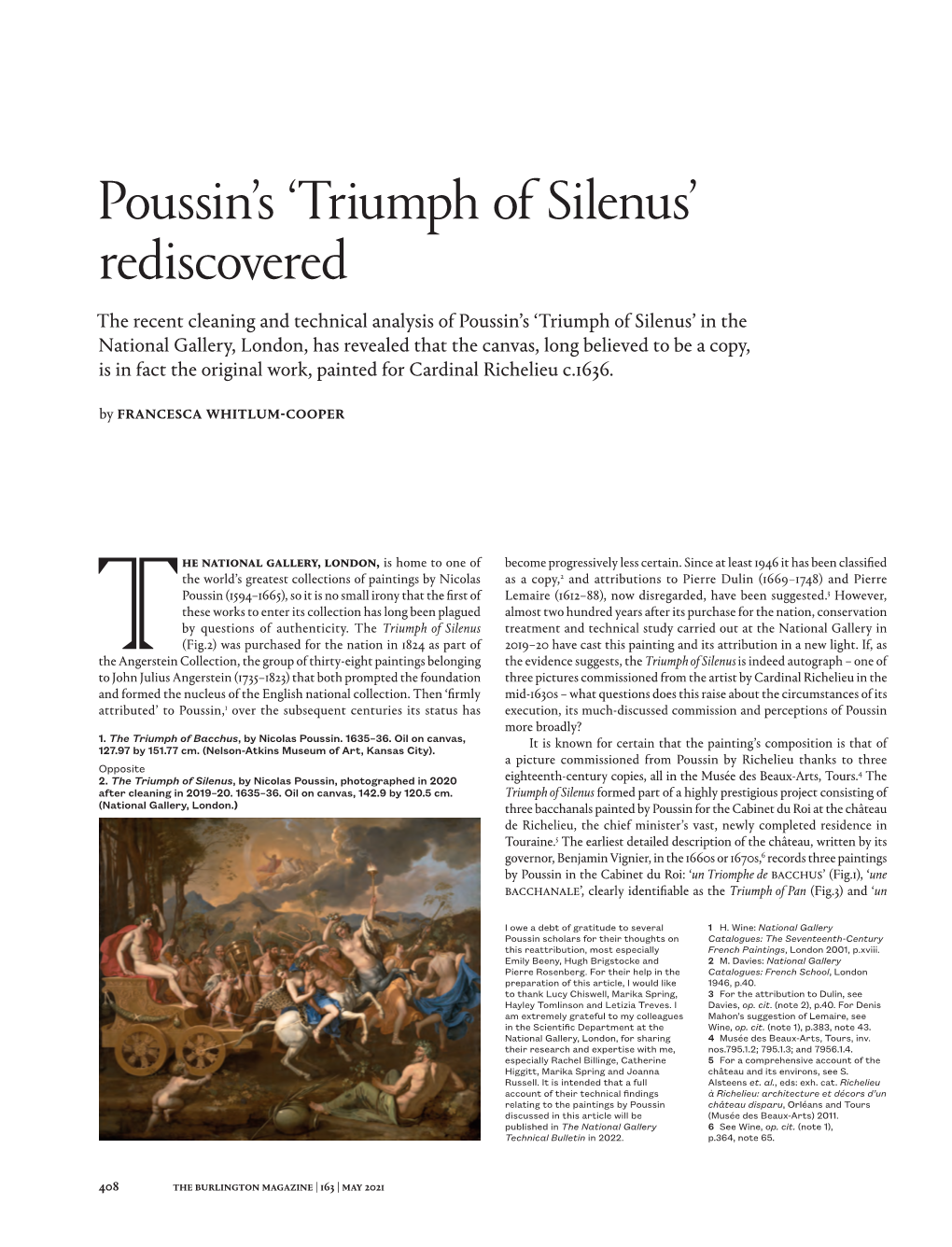 Poussin's 'Triumph of Silenus' Rediscovered