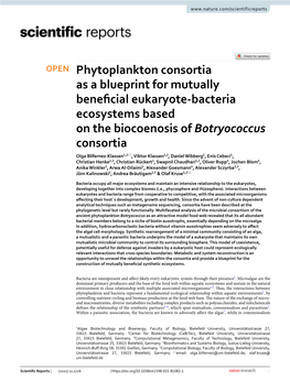 Phytoplankton Consortia As a Blueprint for Mutually Beneficial Eukaryote