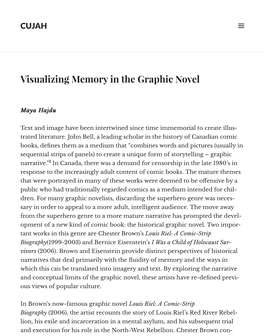 Visualizing Memory in the Graphic Novel