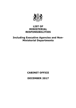 Ministerial Departments CABINET OFFICE DECEMBER
