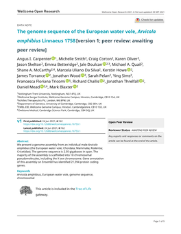 The Genome Sequence of the European Water Vole, Arvicola Amphibius Linnaeus 1758 [Version 1; Peer Review: Awaiting Peer Review]