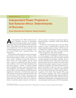 Independent Power Projects in Sub-Saharan Africa: Determinants of Success