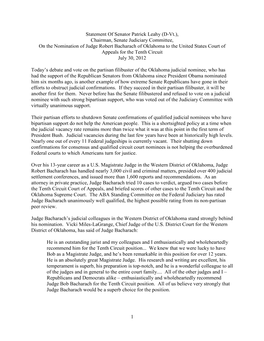 1 Statement of Senator Patrick Leahy (D-Vt.), Chairman, Senate Judiciary