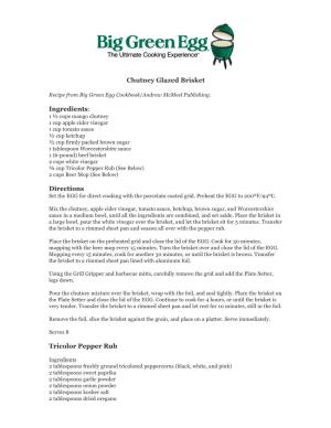 Chutney Glazed Brisket Ingredients: Directions Tricolor Pepper