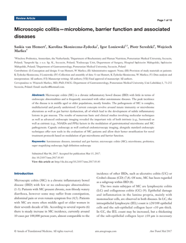 Microscopic Colitis—Microbiome, Barrier Function and Associated Diseases