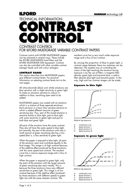 Contrast Control for ILFORD MULTIGRADE Papers