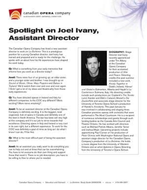 Spotlight on Joel Ivany, Assistant Director