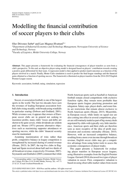 Modelling the Financial Contribution of Soccer Players to Their Clubs