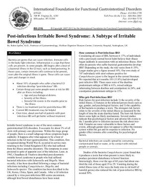 Post-Infectious Irritable Bowel Syndrome