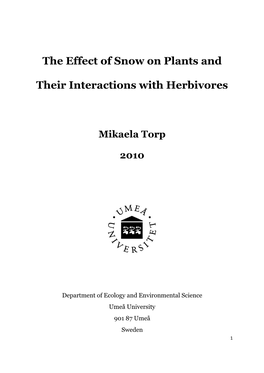 The Effect of Snow on Plants and Their Interactions with Herbivores