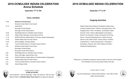 2016 OCMULGEE INDIAN CELEBRATION Arena Schedule