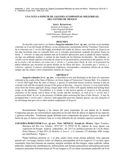 Una Nueva Especie De Jaegeria (Compositae-Millerieae) De Centro De México