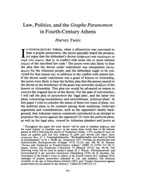 Graphe Paranomon" in Fourth-Century Athens , Greek, Roman and Byzantine Studies, 29:4 (1988:Winter) P.361