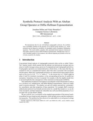 Symbolic Protocol Analysis with an Abelian Group Operator Or Diffie