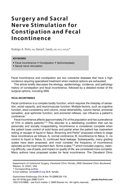 Surgery and Sacral Nerve Stimulation for Constipation and Fecal Incontinence