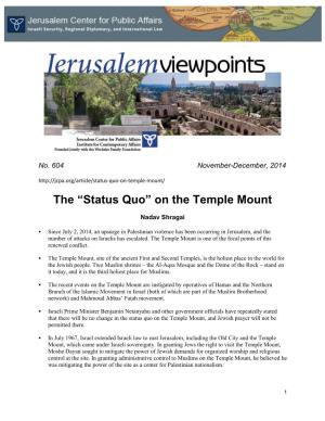 The “Status Quo” on the Temple Mount