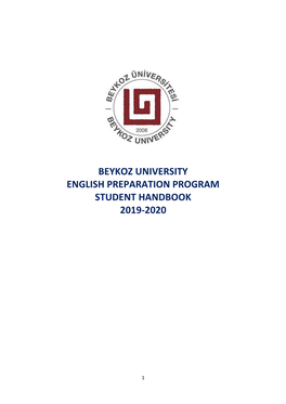Beykoz University English Preparation Program Student Handbook 2019-2020