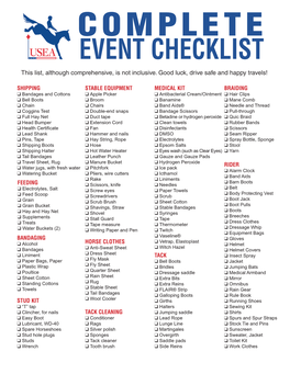 EVENT CHECKLIST This List, Although Comprehensive, Is Not Inclusive