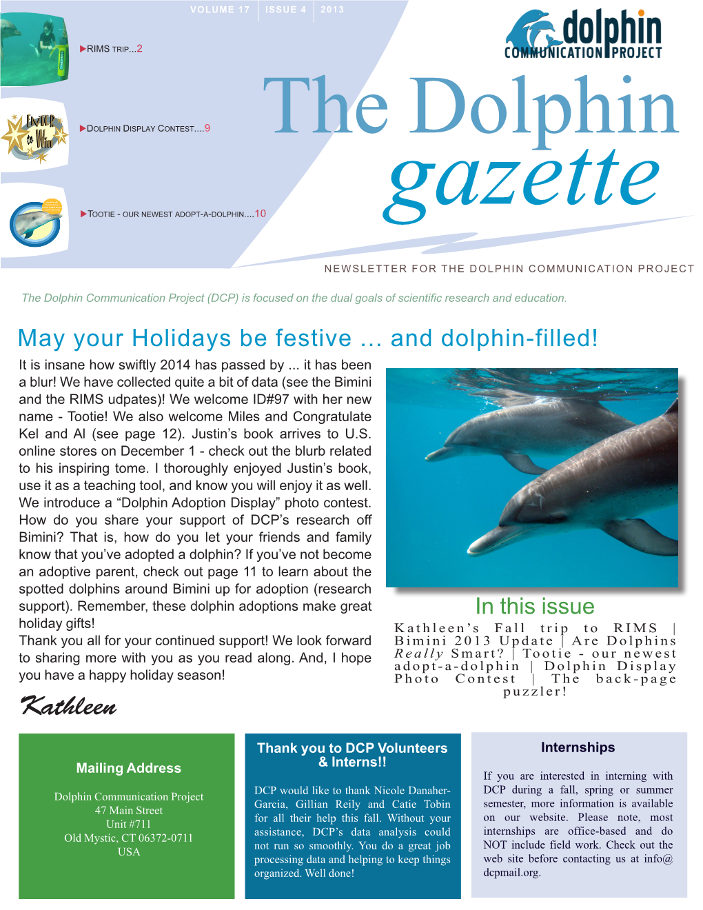 Dolphin Gazette, DCP’S Quarterly Newsletter
