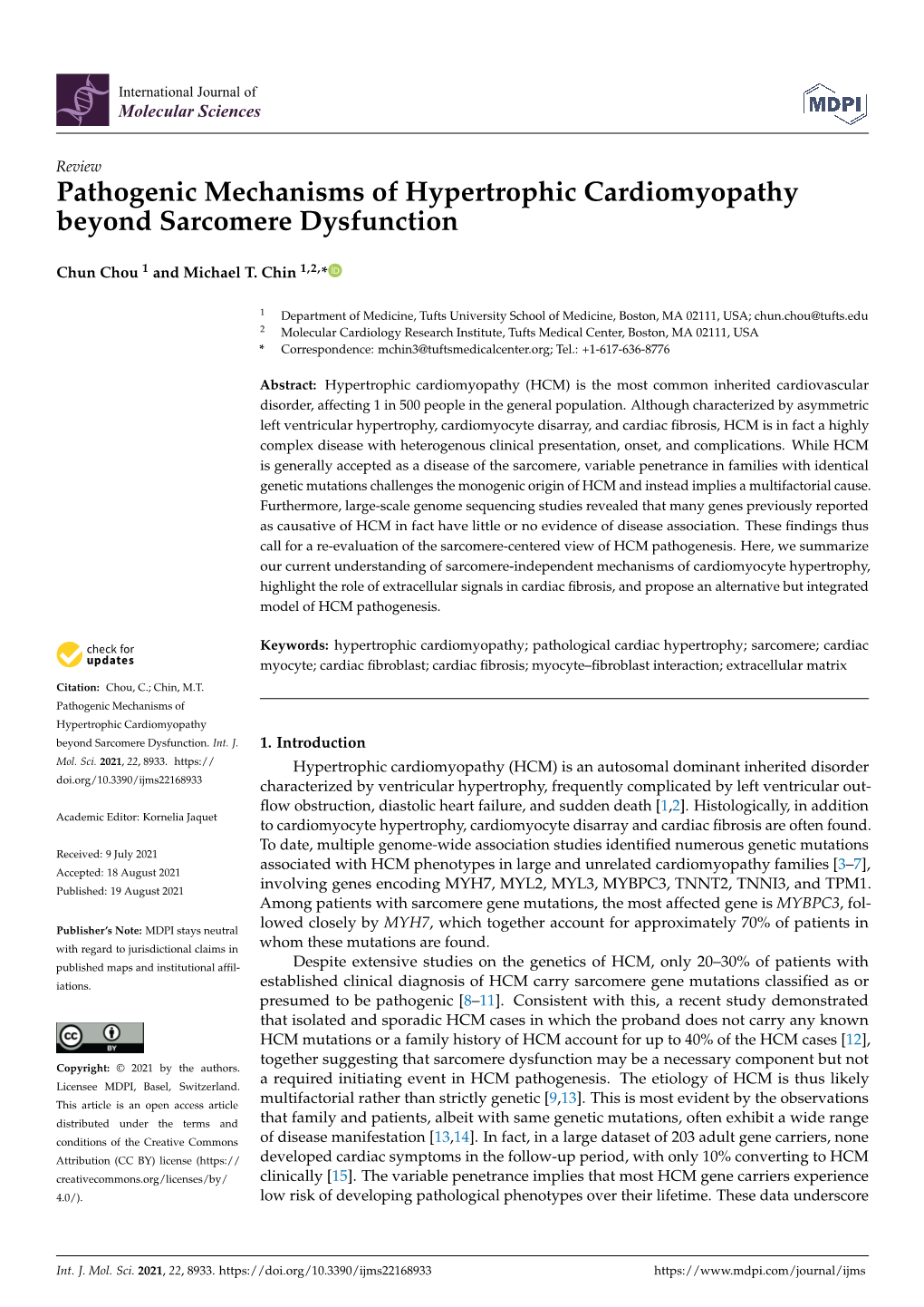 Pathogenic Mechanisms of Hypertrophic Cardiomyopathy Beyond Sarcomere Dysfunction