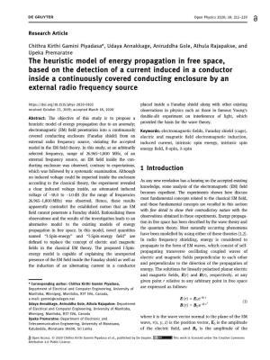 The Heuristic Model of Energy Propagation in Free Space