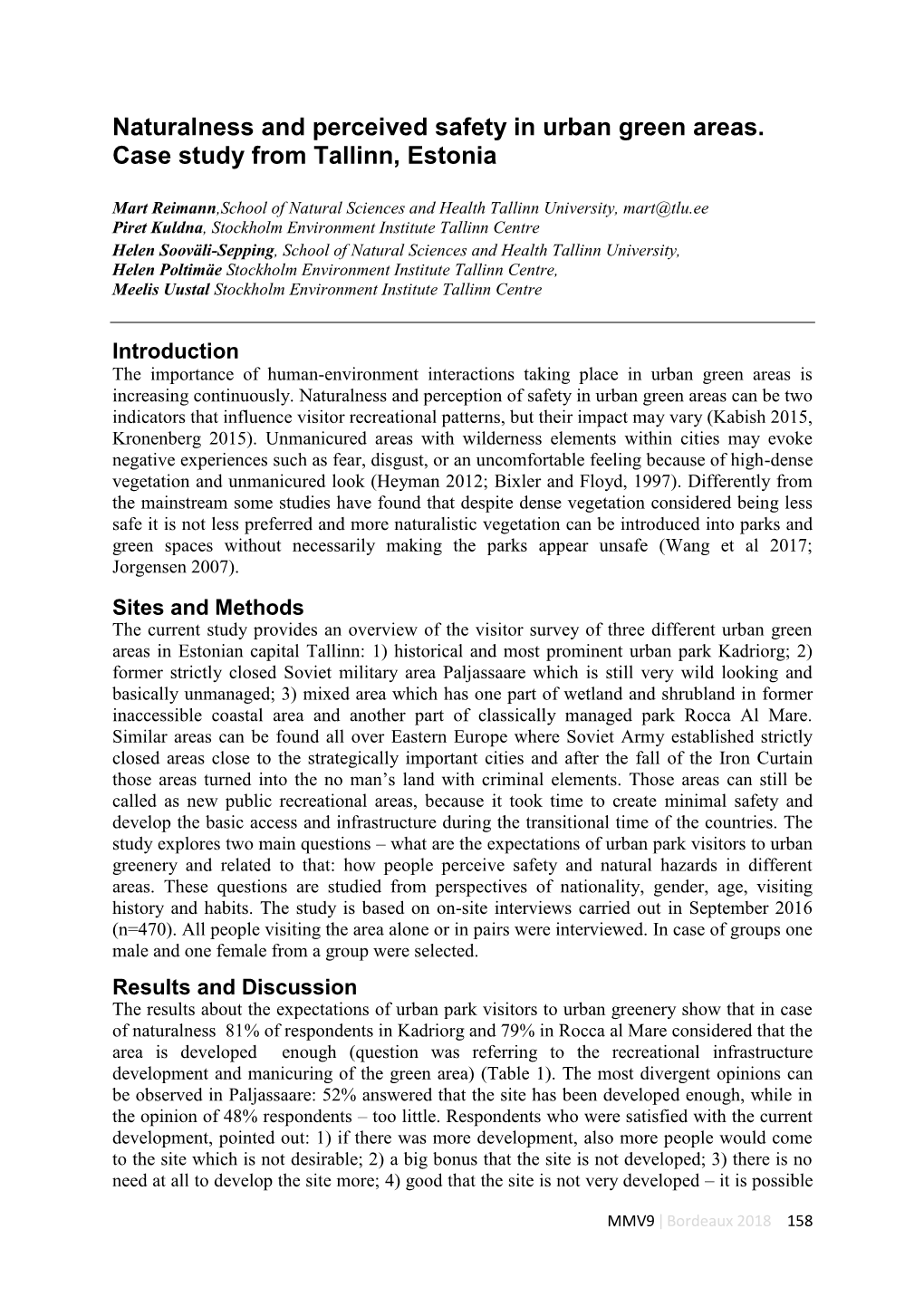 Naturalness and Perceived Safety in Urban Green Areas