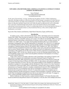 Towards a Framework for a Critical Statistical Literacy in High School Mathematics