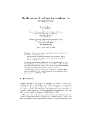 On the Notion of “Software Independence” in Voting Systems