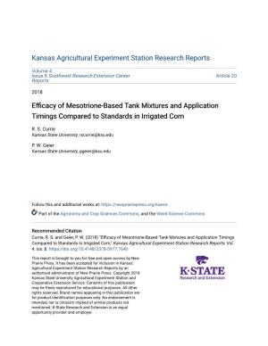 Efficacy of Mesotrione-Based Tank Mixtures and Application Timings Compared to Standards in Irrigated Corn