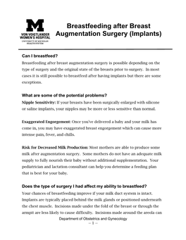 Breastfeeding After Breast Augmentation Surgery (Implants)