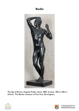 The Age of Bronze, Auguste Rodin, About 1887, Bronze, 180.5 X 68.5 X 54.5Cm. the Barber Institute of Fine Arts, Birmingham