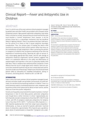 Clinical Report—Fever and Antipyretic Use in Children Abstract
