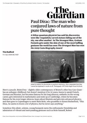 A Biography of Paul Dirac by Graham Farmelo | Science | the Guardian 22/12/2018, 11(19