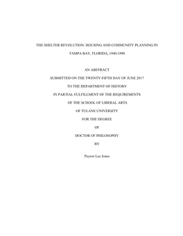 The Shelter Revolution: Housing and Community Planning In