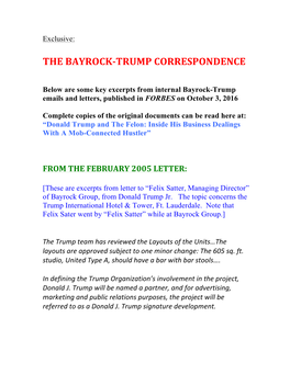 The Bayrock-Trump Correspondence