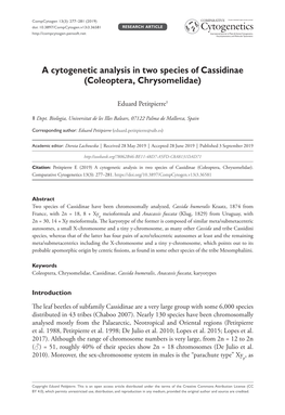 A Cytogenetic Analysis in Two Species of Cassidinae (Coleoptera, Chrysomelidae)