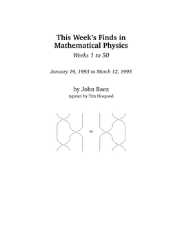 This Week's Finds in Mathematical Physics